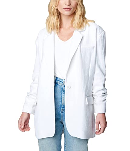Blank NYC White Oversized Single Button Blazer in So Ice So Ice SM