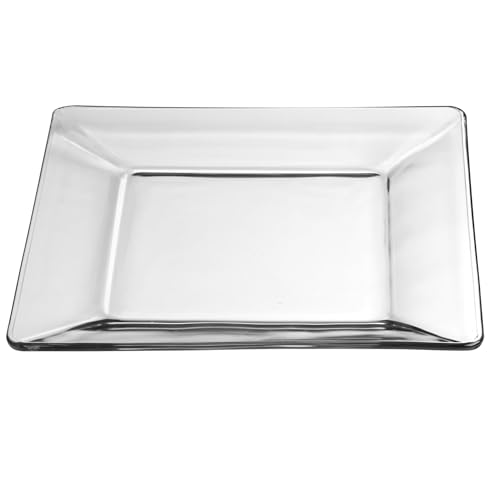 Libbey Tempo Glass Dinnerware Set Sleek Square Clear Glass Plates and Bowls Set of 12 Dishwasher Safe Glass Dishes Set for Dinners and Parties