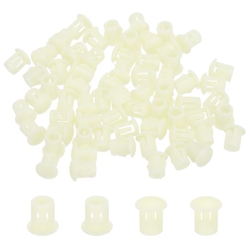 Image of MECCANIXITY 64PCS 5mm(3 /16 inch) Cream White Plastic Hole Plugs, Flush Type Panel Hole Plugs Insert End Caps for Locking Hole Tubes Furniture Cabinet