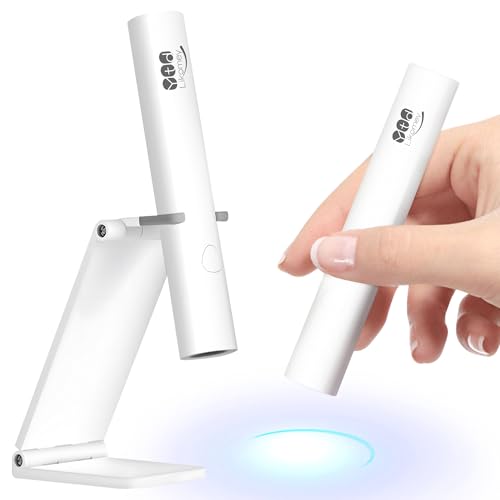 YTD Likomey Handheld UV LED Lamp for Gel Polish,White Quick Dry Mini Nail Light with Folding Bracket, Portable Cordless Rechargeable for Fast Curing UV Nail Glue Builder Extension Gel