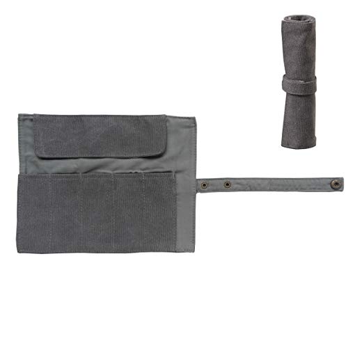 Enyuwlcm Capa de lápis dobrável feita à mão de lona, organizador de canetas-tinteiro para viagem, bolsa lápis, Cinza, 1, 1