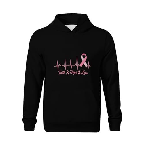 Kids Breast Cancer Gifts Pink Ribbon Boys Girls Lightweight Kangaroo Pocket Fleece Hoodies2