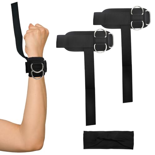 DAWRIS Paquete de 2 Muñequeras para levantamiento de pesas con anillas en D. Correas para entrenamiento físico, entrenamiento de fuerza con diadema deportiva Lifting Straps para Gimnasio Culturismo