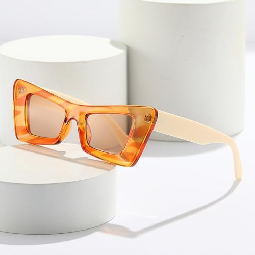Lunettes de soleil œil de chat rétro jaune vert nuances UV400 mixte