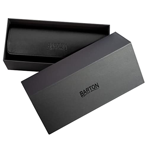 Image of Barton Leather Watch Roll for 3 Watches | Convenient Organizer Case for Travel & Storage | Fits Classic & Smart Watches (Up to 46mm) | Compact, Durable, Lightweight, Stylish - Black