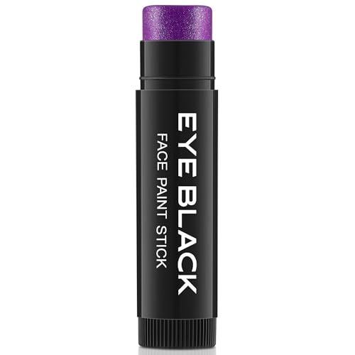 CCbeauty Purple Glitter Eye Black Stick for Baseball Football Softball Lacrosse Sport Accessories Anti-Glare Eyeblack Waterproof Face Paint Last All Game Smooth Application High Pigmented Color