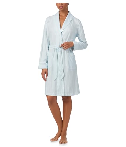 Lauren Ralph Lauren Womens Interlock Robes Blue Stripe Medium