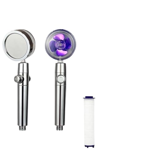 PEVAVFZMMY 360°Swivel Shower Head Water Saving Turbo Propeller Flow Showerhead With Fan Built-in Filter Bathroom Accessories Shower head(PURPLE)