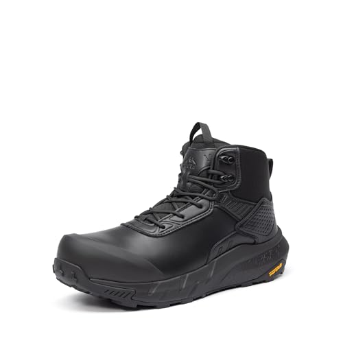 NORTIV 8 Composite Toe Boots for Men – Waterproof Lightweight Non-Slip ASTM F2412-24 & ASTM F2913-24 Safety Work Boots for Warehouse & Construction, VaporGuard-Nano,Size 11,Black