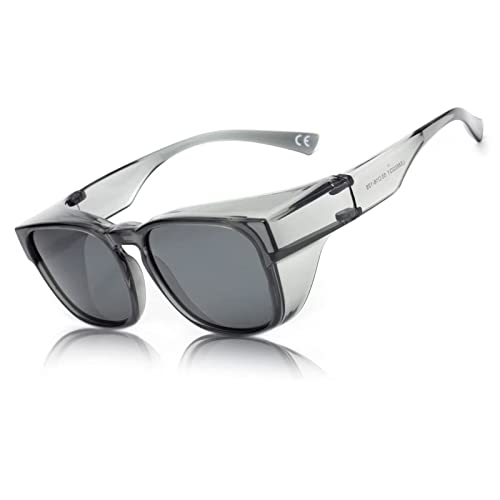 Gafas protectoras de trabajo, gafas de sol polarizadas, antipolvo, antivaho, antiarañazos y antipulverización, protectores contra rayos UV, marco TR90 8602YS (gris) Cover