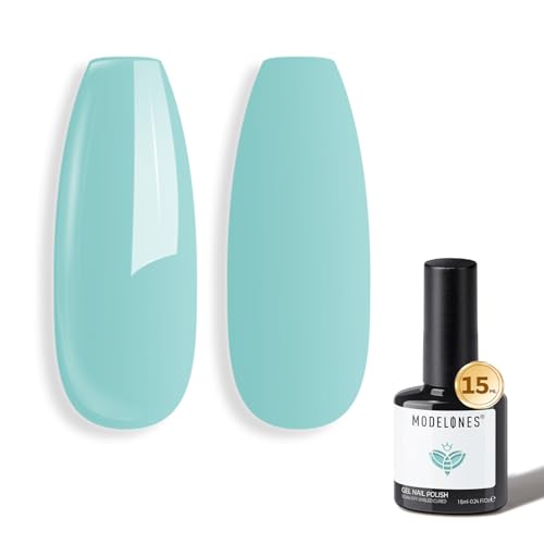 Image of modelones Mint Blue Gel Nail Polish Baby Blue Gel Polish Jade Nail Poish Soak Off Pastel U V Nail Design Salon Nail DIY Manicure 15 ML