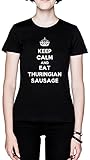 Alta qualità Keep Calm And Eat Thuringian Sausage Nero Donna Maglietta Dimensioni 3XL Black Women\'s Tee Size 3XL