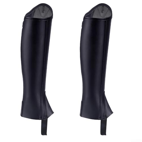 Botas de pierna de caballo, protector de pierna delantera de caballo negro, equipo de protección de cuero de microfibra y equipo de entrenamiento para eventos de equitación (4XL)