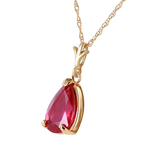 Galaxy Gold GG 14k Solid Yellow Gold 1.75 ct Pear-shaped Ruby Drop Pendant Necklace3