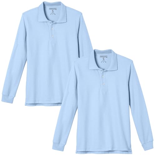 Andrew Scott Kids| Boys' Girls Long Sleeve Pique Polo Shirts | School Uniform Polo Shirts | Multi Packs