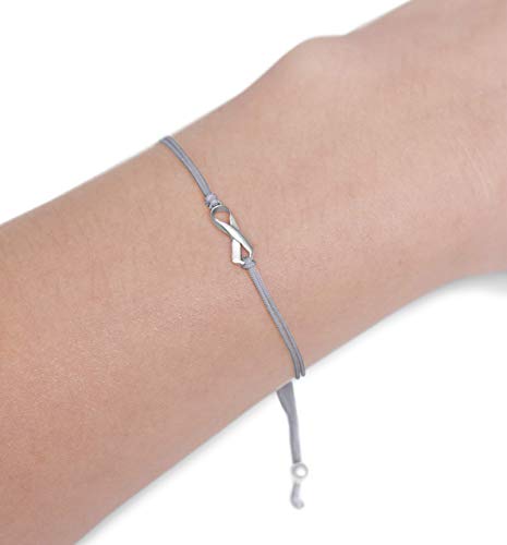 MAY Brain Tumor Cancer Awareness Month - Gray Thread Friendship Support Bracelet, Small