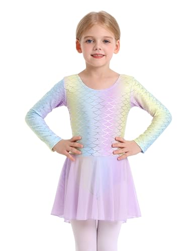 MdnMd Toddler Girls Long Sleeve Ballet Leotards Dresses Dance Skirt Ballerina Tutu Outfits2
