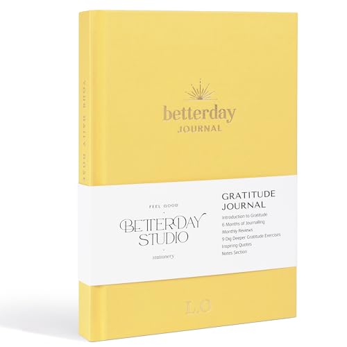Betterday Gratitude Journal for Women | Affirmation Journal - Daily Journal for Happiness, Reflection Journal with Prompts - Mindfulness Journal & Self Care Book | Gratitude Diary, Sunshine Yelllow Betterday Gratitude Journal for Women | Affirmation Journal - Daily Journal for Happiness, Reflection Journal with Prompts - Mindfulness Journal & Self Care Book | Gratitude Diary, Sunshine Yelllow