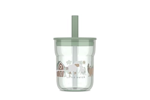Mepal - Kinderbecher mit Strohhalm Mio Little Dutch - Flexibler Deckel mit insektensicherem Strohhalm - Geeignet für alle Arten von Flüssigkeiten - Verschüttet nicht - 250 ml - Little Farm