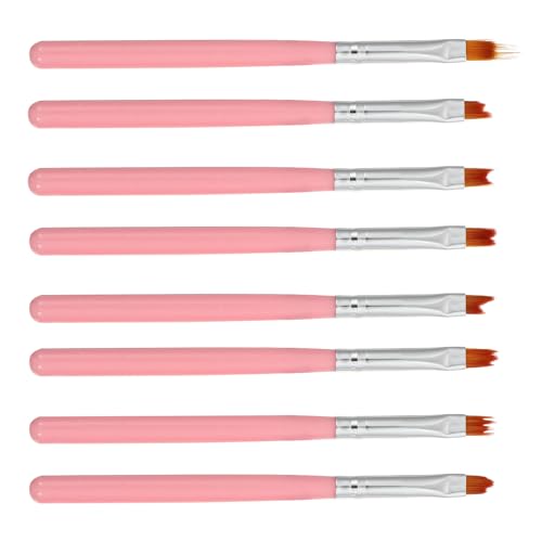 Beaupretty 8pcs Pink Nail Art Brush Set Nail Painting Drawing Pens Manicure Supplies for DIY Designs and Professional Use