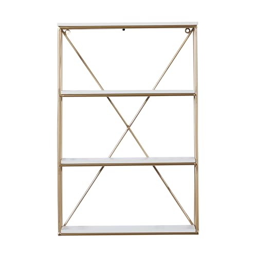 Deco 79 Metal 3 Level Wall Shelf with White Wooden
