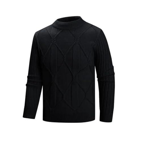 Men Slim Fit Knitted Sweater Stand Neck Solid Color Warm Knit Pullovers 5