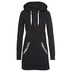 Damen Hoodie Kleid Herbst Langarm Sweatshirts Kapuzenpullover Streetwear Jumper Pullover Mini Kleider