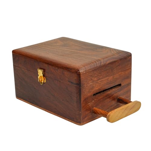 Image of ITOS365 Handcrafted Wooden Gullak Money Saving Bank | Coin Slot Piggy Bank for Kids & Adults | Wooden Savings Box for Home Decor | Gift Item for Festivals, Birthdays & Return Gifts