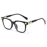 Classic Thick Glasses for Men Women Square Frame Clear Lens Fashion Glasses Non Prescription Eyeglasses(Gold)