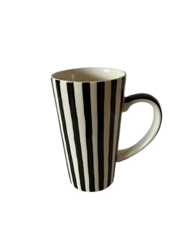 B2SEE Keramik-Tasse, 500 ml, Schwarz-Weiß Streifen, 17 cm Höhe,...