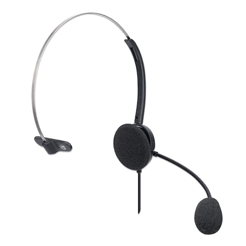 Manhattan Usb Headset With Mic & 5 Ft Cable - Cushion Mono/Single-Sided, On-Ear, In-Line Volume Control, Adjustable Headband - For Desktop, Laptop, Computer, 179867 #TOP1