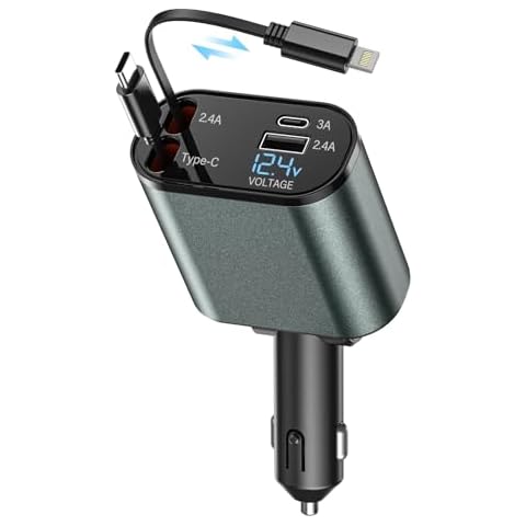 LUOCAI 120W Retractable Car Charger Adapter Cover