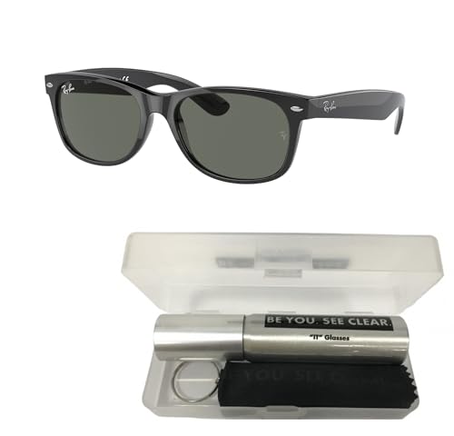 Ray-Ban RB2132 Sunglasses Bundle: RB 2132 NEW WAYFARER 901 New Wayfarer Black G-15 Green and Eyewear Cleaning Kit2