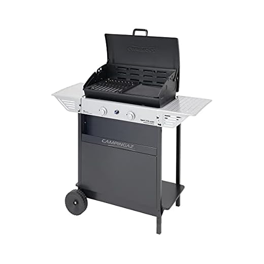 Campingaz Xpert 200 L Vario Barbacoa Gas, BBQ gas con 2 quemadores, 7.1kW de portencia, Parrila y Plancha de acero esmaltado , 2 Mesas laterales y Carro de acero