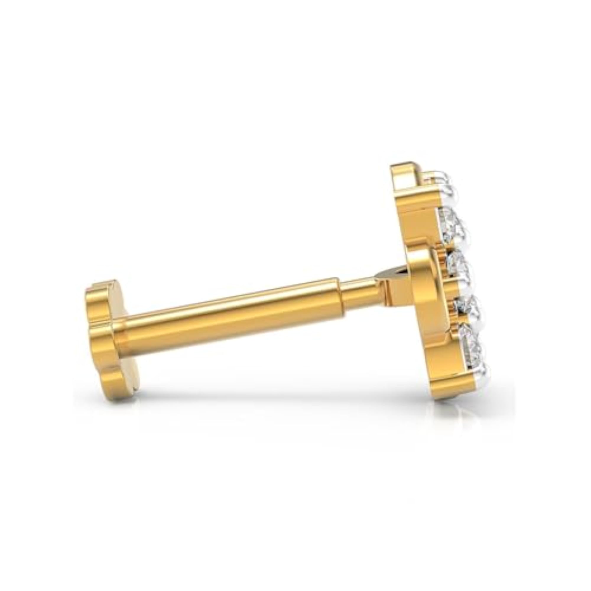 Women's 925 Sterling Silver 18K Gold Plated Lucky Bloom Nose Pin