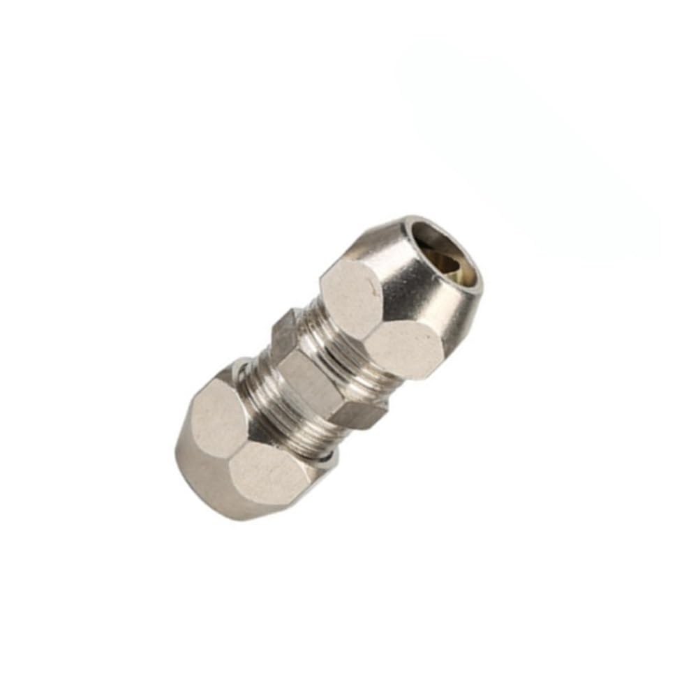 Tube Union Coupler Compression Fitting, Ferrule Tube, Nickel Plated Copper Pipe Tubing Joint(12mm)