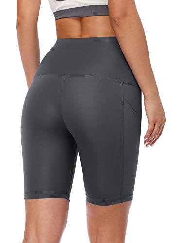 Cadmus Women's High Waist Spandex Yoga Shorts For Bike Running Two Side Pockets,10,Black,Grey,Wine Red,X-Large #TOP5