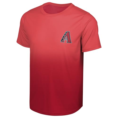 FOCO MLB Mens Official Primary Logo Premier Performance Gradient T-Shirt (US Alpha Small Regular Regular Arizona Diamondbacks - Red)