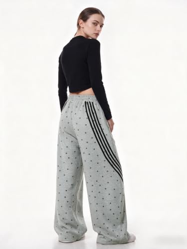 Image of EMMIOL Women's Y2K Baggy Barrel Striped Sweatpants High Waisted Wide Leg