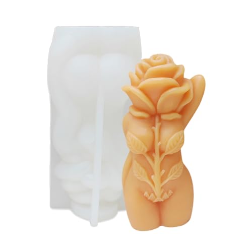 Cestony 3D Rose Body Candle Silicone Molds for Making Candle Resin Pillar Aromatherapy Candles Wax Soap Flower Specimen Clay Craft