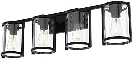 Hunter - Astwood 4-light Matte Black, Medium Size Vanity Light, Dimmable, Caged Style, for Bedrooms, Kitchens, Foyers, Bathrooms - 48009
