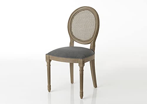 Amadeus - Chaise Grise en Acajou médaillon