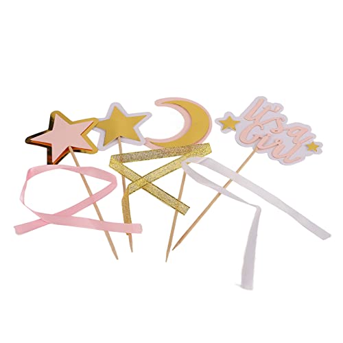 Decoração de bolo, 10 conjuntos de topo de bolo de lua estrela boa decoração cartões bonitos decoraç