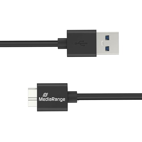 MediaRange USB-A auf Micro-B USB 3.0 Daten- und Ladekabel, USB 3.0, 5 Gbps, 5W max., 50cm, Schwarz