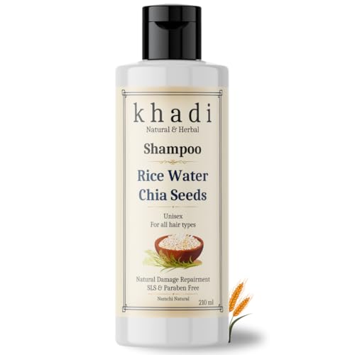 Image of Khadi Rice Water & Chia Seed Shampoo | Natural Damage Repairment | Khadi Natural Shampoo for Women & Men | Sulfate, SLS & Paraben Free 210 ml