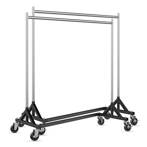 HOKEEPER Clothes Rack Z Rack Clothing Rack Commercial Garment Rack with Lockable Wheels Height Adjustable Coat Rack Heavy Duty Clothes Rack for Bedroom, Living Room, Laundry, Balcony 71