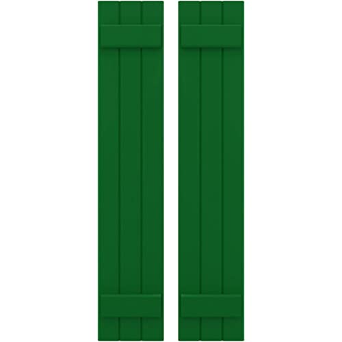 10 1/2"W x 54"H Americraft Three Board (2 Batten) Exterior Real Wood Joined Board-n-Batten Shutters (Per Pair), Viridian Green