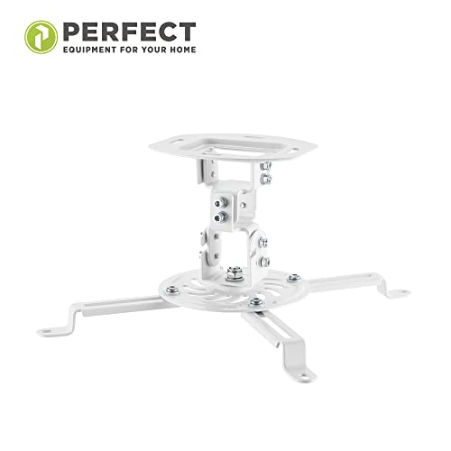 Perfect Halterung für Beamer, neigbar -15°/+15°, schwenkbar 360°, drehbar 360°, Deckenabstand 15cm, Traglast max. 13,5kg, weiß