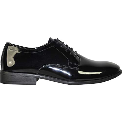 Image of vangelo Men Dress Shoe TAB and Tux Oxford Formal Tuxedo for Prom Wedding Uniform Medium and Wide Width Black Grey Ivory White Patent