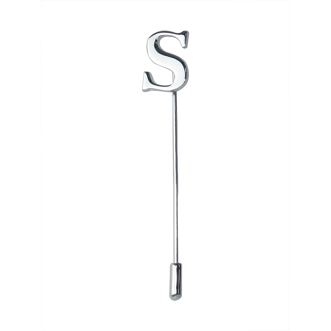 peluche Alphabet 'S' Silver Lapel Pin for Men-picture-24